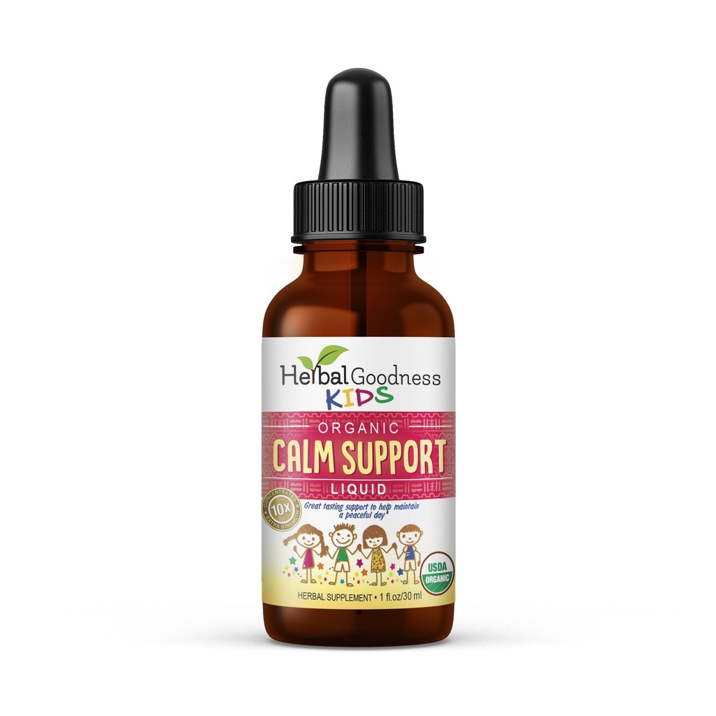 Kids Calm Support Extrait liquide 1oz avec Glycinat de magnésium, Citrate de magnésium, Multivitamine - Magnésium pour enfants - Bouteille de 1oz, 1 Unité - Bonté à base de plantes