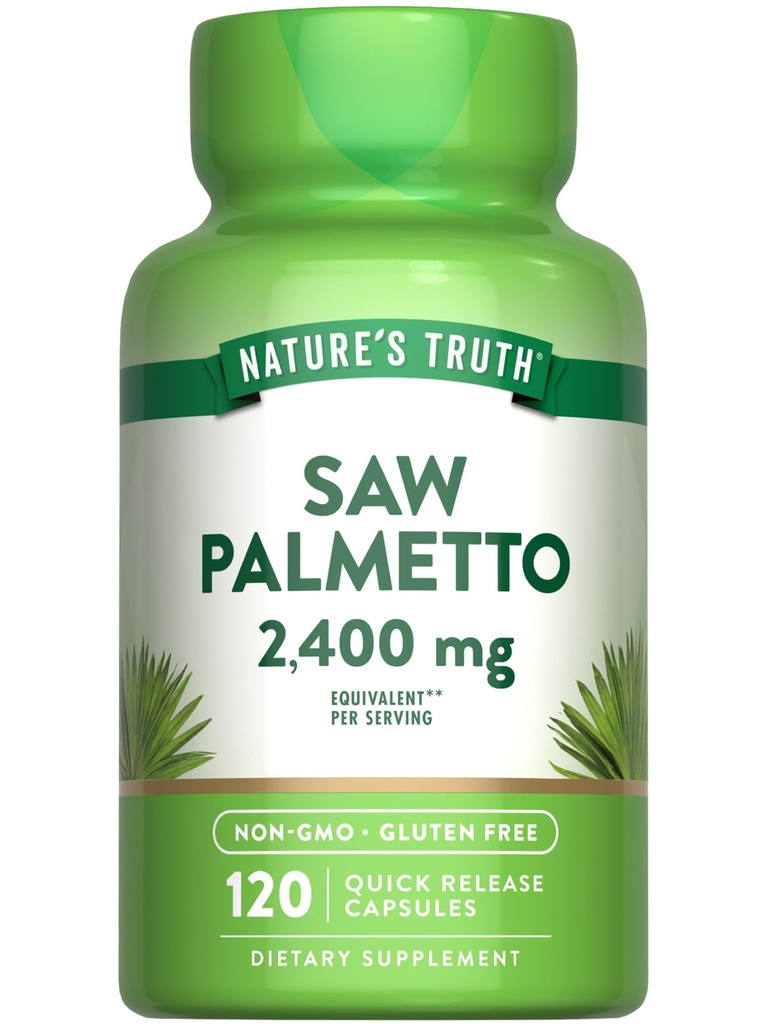 Nature's Truth Saw Palmetto Extraction de 120 capsules Supplément sans OGM et sans gluten