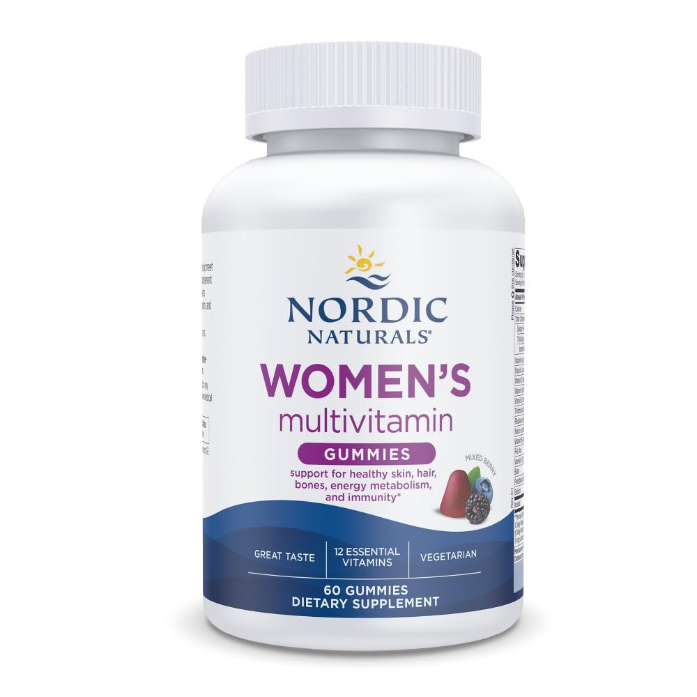 Nordic Naturals Frauen Multivitamin-Gummien, Mixed Berry - 60 Gummie - Unterstützung für gesunde Haut, Haare, Knochen, Energie & Immunität - Nicht-GVO, Vegetarier - 30 Portionen