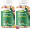 VITEEY Magnesiumgummis für Erwachsene - 255mg Magnesium Citrate Gummy für Ruhe, Schlaf, Nerve & Muskel-Funktion Unterstützung - Vegan, Glutenfrei - 180 Count