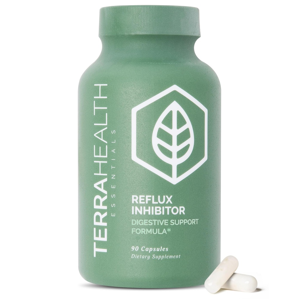 Terra Health Essentials - Reflux Inhibitor | Relieve Indigestion and Heartburn | 30-Day Supply (90 Kapseln)