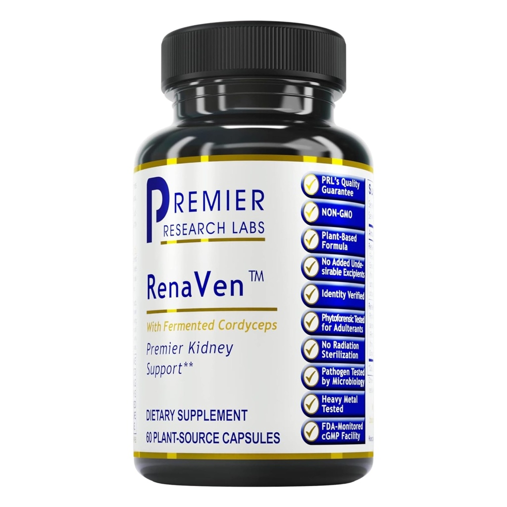 Premier Research Labs RenaVen - Premier Kidney Support für Kidney Cleanse Detox und Repair | Verbesserung der Nierenfunktion und urinärer Support mit gefruchteten Cordyceps - 60 Pflanzen-Source-Kapseln
