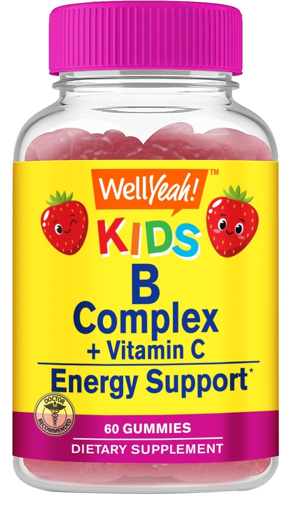 Ja. Ja B Complex Gummies für Kinder - mit Vitamin C, Niacin, Vitamin B6, Folsäure, Vitamin B12, Biotin & Pantothensäure - 2 Monate Versorgung - Erdbeeren Geschmack - Non GMO, Glutenfrei - 60 Gummis