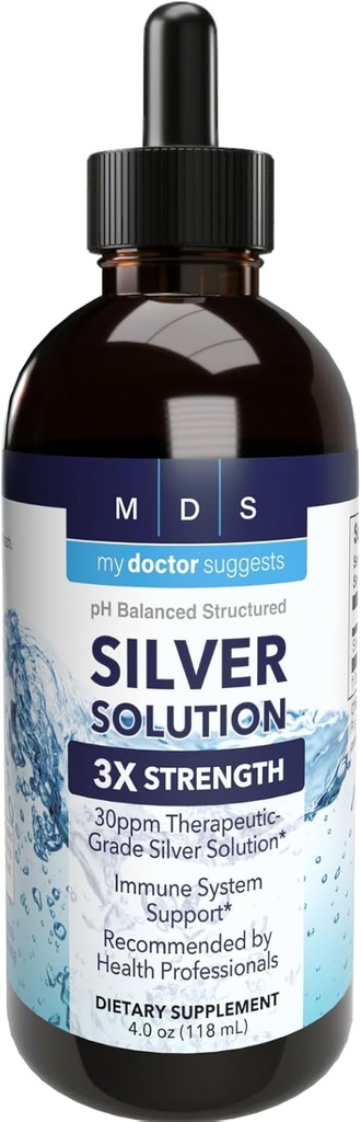 Alkalin Structured Silver Liquid 30ppm - Advanced Immun Support Liquid Drops - Extra Strength Colloidal Silver Mineral Supplements - Made in USA (4 oz)