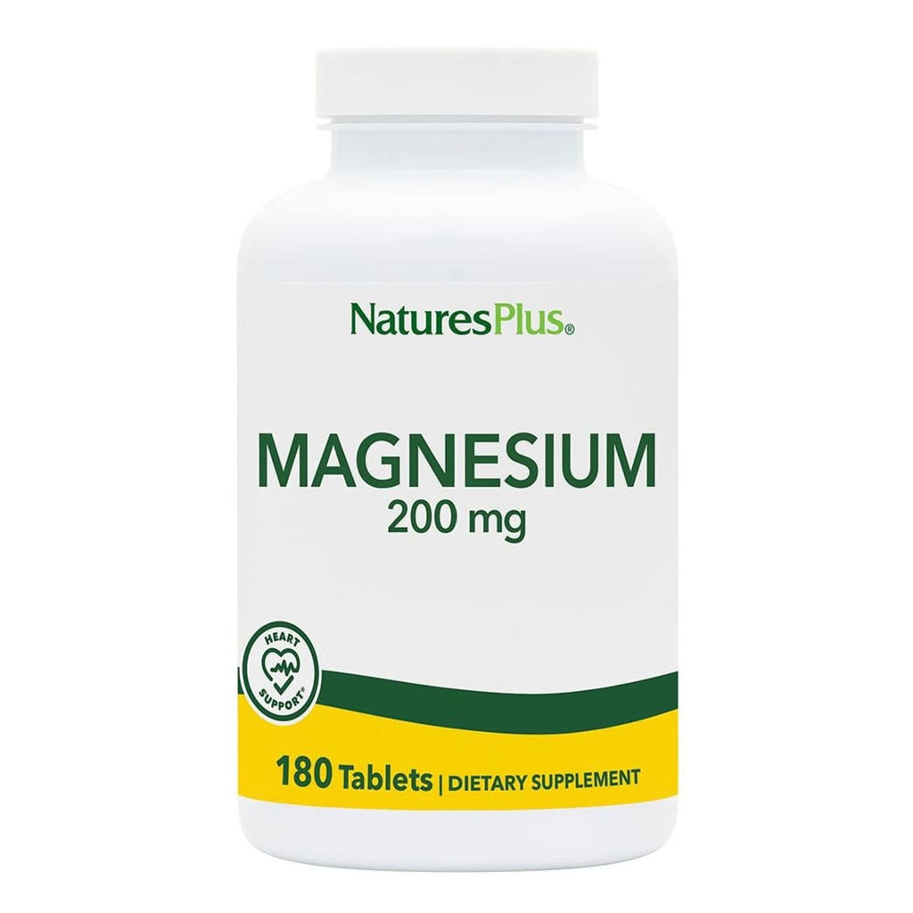 NaturesPlus Magnesium - 200 mg, 180 Tabletten - Vegetarisch, Glutenfrei - 180 Portionen