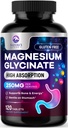 Magnesium Glycinate Chelat für Max Absorption - unterstützt Knochen, Muskeln, Nerves & Heart Health, Nature's Sleep and Stress Support, Beste Magnesium Supplement Pillen für Ganzkörperunterstützung - 120 Tabletten