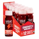 Vive Organic Energy Shot + Immune Support, Immune Defense mit Ashwagandha, Grüner Tee & Koffein, Glutenfrei, Vegan, Energie und Fokus, 2 Fl Oz (Pack von 12)