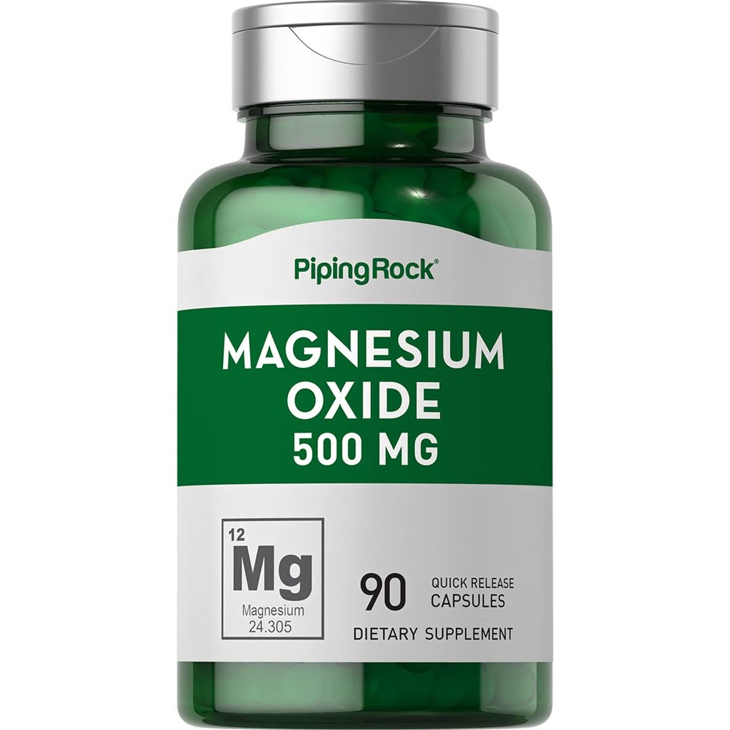 Piping Rock Magnésium Oxyde 500mg Capsules de 90 Count.