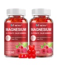 Magnesium-Gummi 600mg pro Servier-Magnesium-Glycinat 400mg und Magnesium Malat 200mg,Sugar Freie Magnesium-Kalium-Ergänzung für ruhige Stimmung, Muskel, Knochen & Energie Unterstützung, 120 Himbeer-Gummi