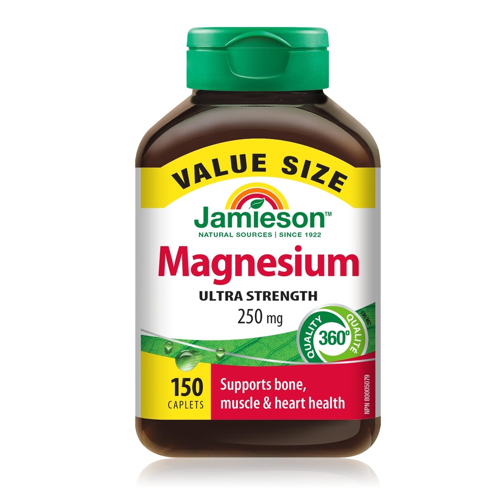 Jamieson Magnésium 250 mg, 150 caplets Valeur Taille