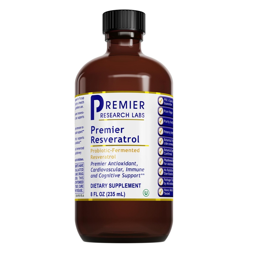 Resvératrol - Supplément liquide de resvératrol, Resvératrol trans, Soutien antioxydant pour la santé cardiaque et le flux sanguin, Soutien du vieillissement, 180 mg par teaspoon - 8 Fl Oz
