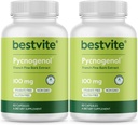 BESTVITE Pycnogenol 100mg (120 Kapseln) (60x2) - French Maritime Pine Bark Extract - No Stearates - Gluten Free - Non GMO