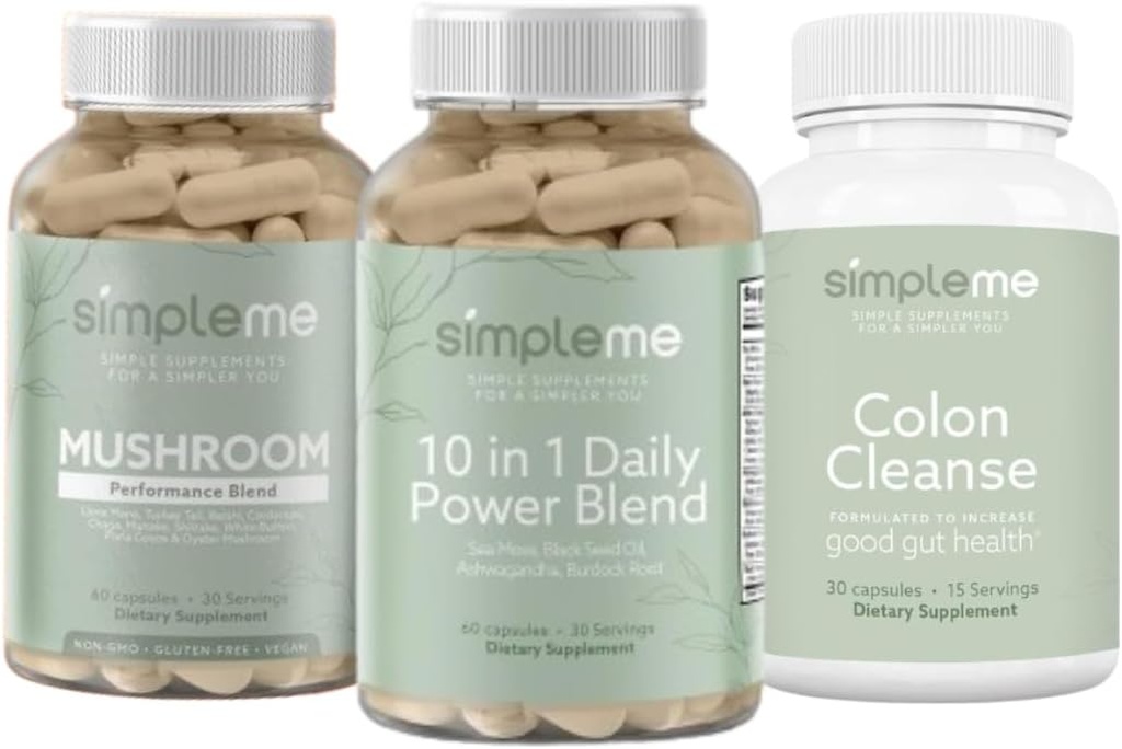 SIMPLEME Sea Moss Kapseln 10 in 1 Power Blend und Colon Cleanse Detox und Multi-Mushroom Supplement Bundle zur Verbesserung der Immungesundheit