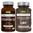 Vitamine quotidienne D3 + Cultures vivantes+ Lab4 Probiotiques Bundle, 365 2000iu Vitamine D3 Comprimés + 25 Million CFU Lactobacillus Acidophilus & Bifidobacterium avec Prébiotique non flottant, par Igennus