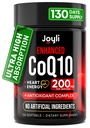 CoQ10 200MG - CoQ10, 200mg Softgels pour la santé cardiaque et la production d'énergie - Supplément CoQ10 amélioré avec des antioxydants et de l'huile de lin - CoQ10 200 mg par portion