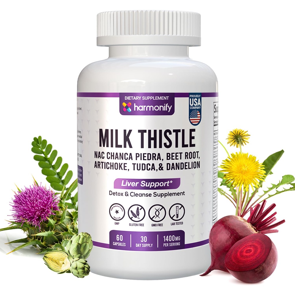 Milchdistel Berberine Turmeric mit Chanca Piedra, Detox & Cleanse & Repair Supplement, NAC, Beet Root, Artichoke, Dandelion Root, TUDCA Choline und Ginger, 30 Tage Versorgung