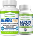Power by Naturals: Bio Sea Moss and Leptin Detox Bundle - 60 Capsules Vegan Chaque - Plant-Based, Supplément sans gluten pour l'amélioration immunitaire et le nettoyage naturel