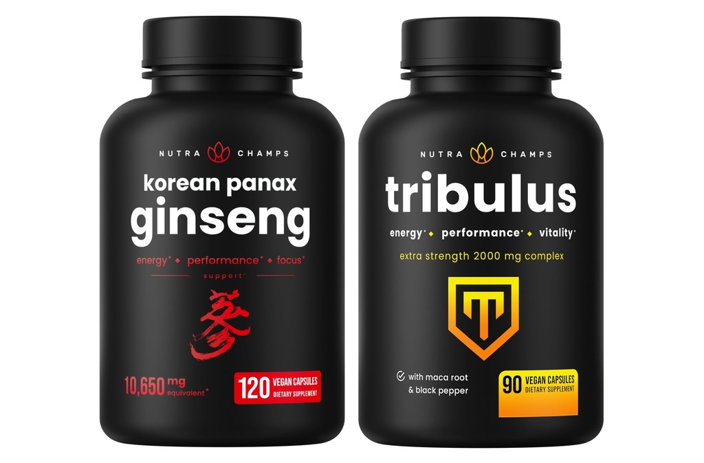 NutraChamps Capsules Ginseng coréennes et Tribulus Capsules 2 Pack Bundle
