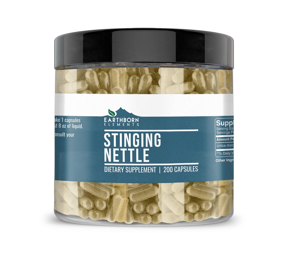 Eléments d'origine terrienne Stinging Nettle Leaf 200 Capsules, pures et non diluées, sans additifs