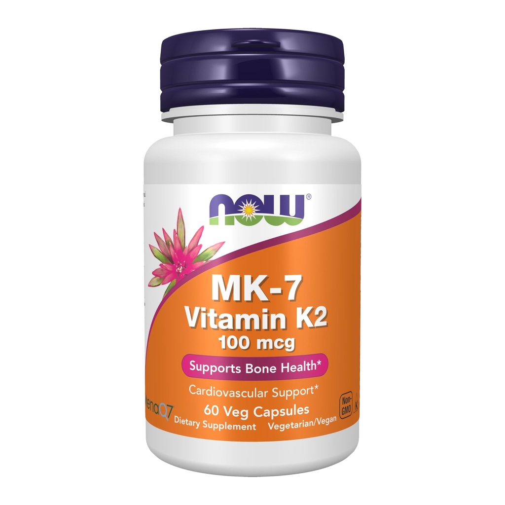 JETZT Nahrungsergänzungsmittel, MK-7 Vitamin K-2 100 mcg, Herz-Kreislauf-Unterstützung*, Unterstützt Knochengesundheit*, 60 Veg Kapseln