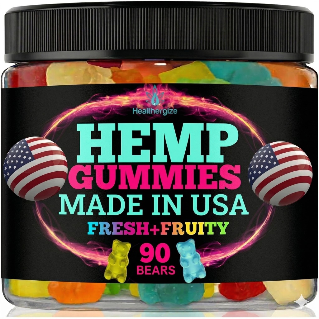 Hanfgummis für Erholung und Rest-Natural Hanf Ölgummis, Frische fruchtige Flavors Tasty Relief-Made in USA-High Potency Gummy Edibles-Extra Strength 90 Bears
