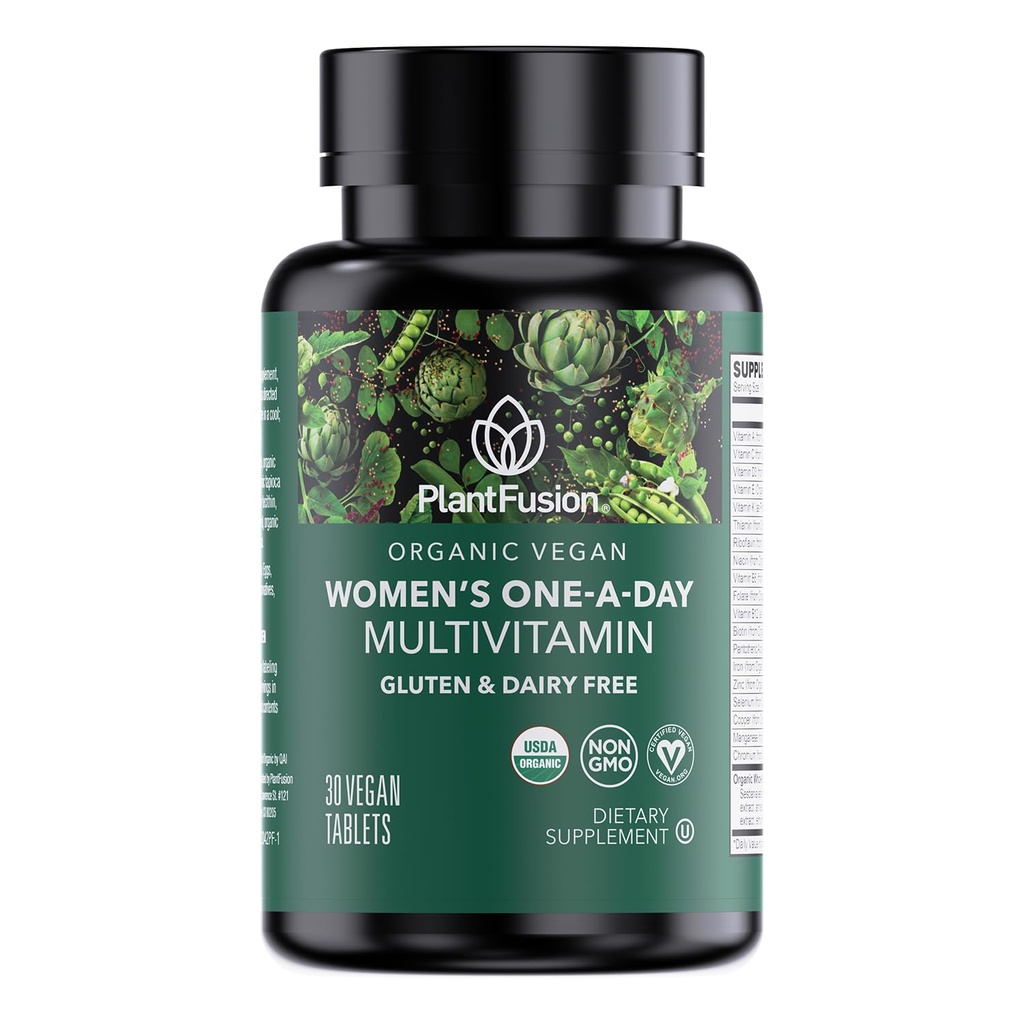 PlantFusion Organic Multivitamin für Damen - Eine tägliche Ganze Lebensmittelmischung Frauen Multivitamin - Vegan, Non-GMO, Gluten Free & Dairy Free - 30 Tabletten (1 Monat Versorgung)