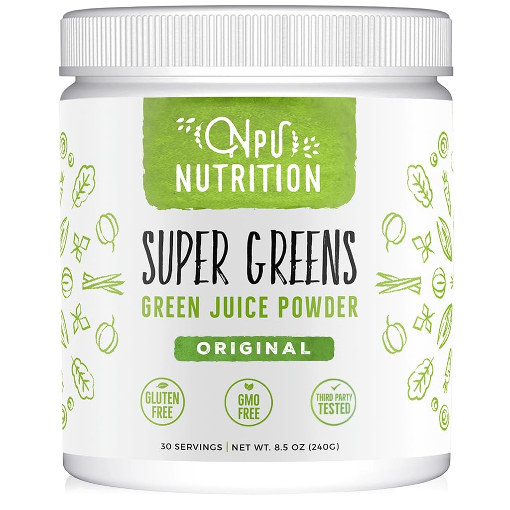 Super Greens Powder Organic Blend: Non-GMO Supplement, enthält Spirulina, Alfalfa, Spinat, Probiotika, Faser- und Verdauungsenzyme, keine künstlichen Süßungsmittel, 30 Portionen