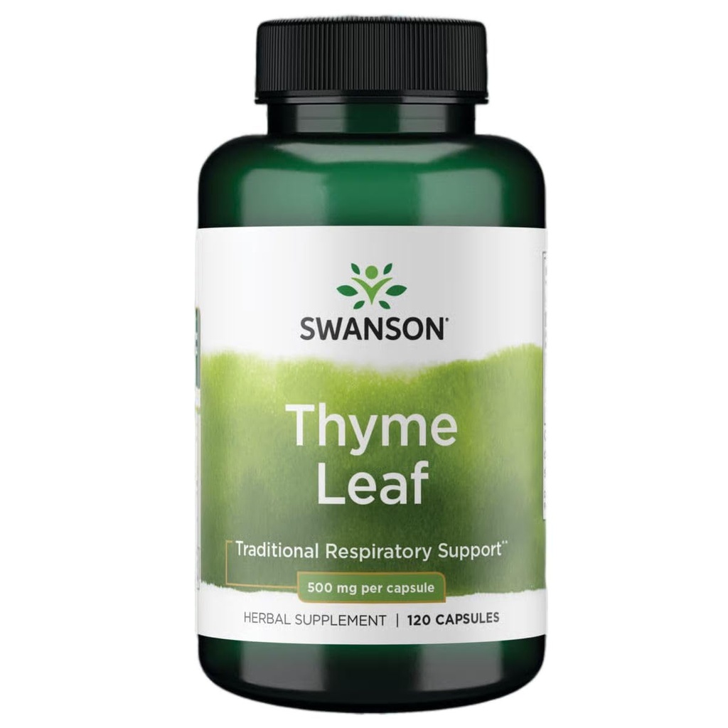 Swanson Thyme Leaf - Herbal Supplement Supporting Respiratory System Health - Natural Formula Aiding Digestive System Health - (120 Capsules, 500mg Each)