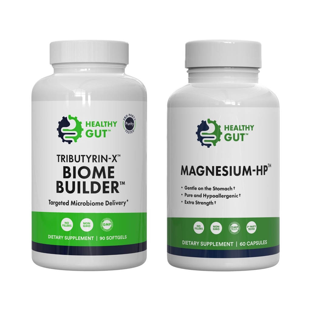 Hygiène Gut Tributyrine-X Biome Builder, 90 Softgels et Magnésium-HP, 60 Capsules