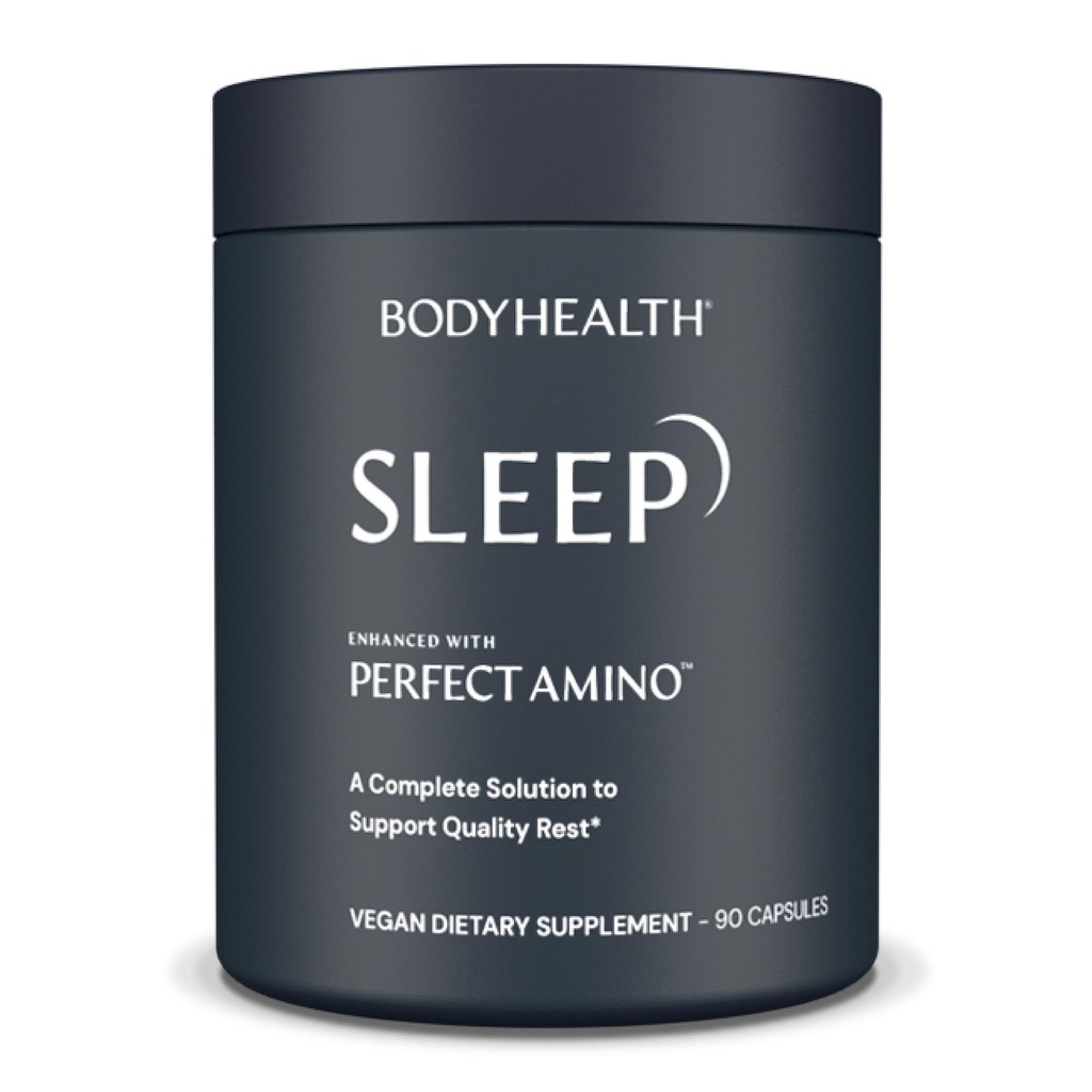 BodyHealth Sommeil, aide au sommeil et supplément pour les adultes avec 3 mg de mélatonine, pilules de forme non Habit améliorées avec PerfectAmino - 90 Capsules