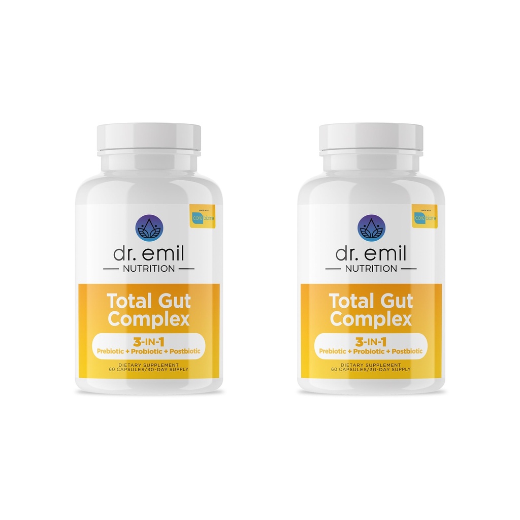 DR. EMIL NUTRITION Total Gut Health Complex - Prebiotic + Probiotic + Postbiotic Gut Health Supplements für Frauen und Männer - Probiotics for Digestive Health & Gut Health, 120 Kapseln