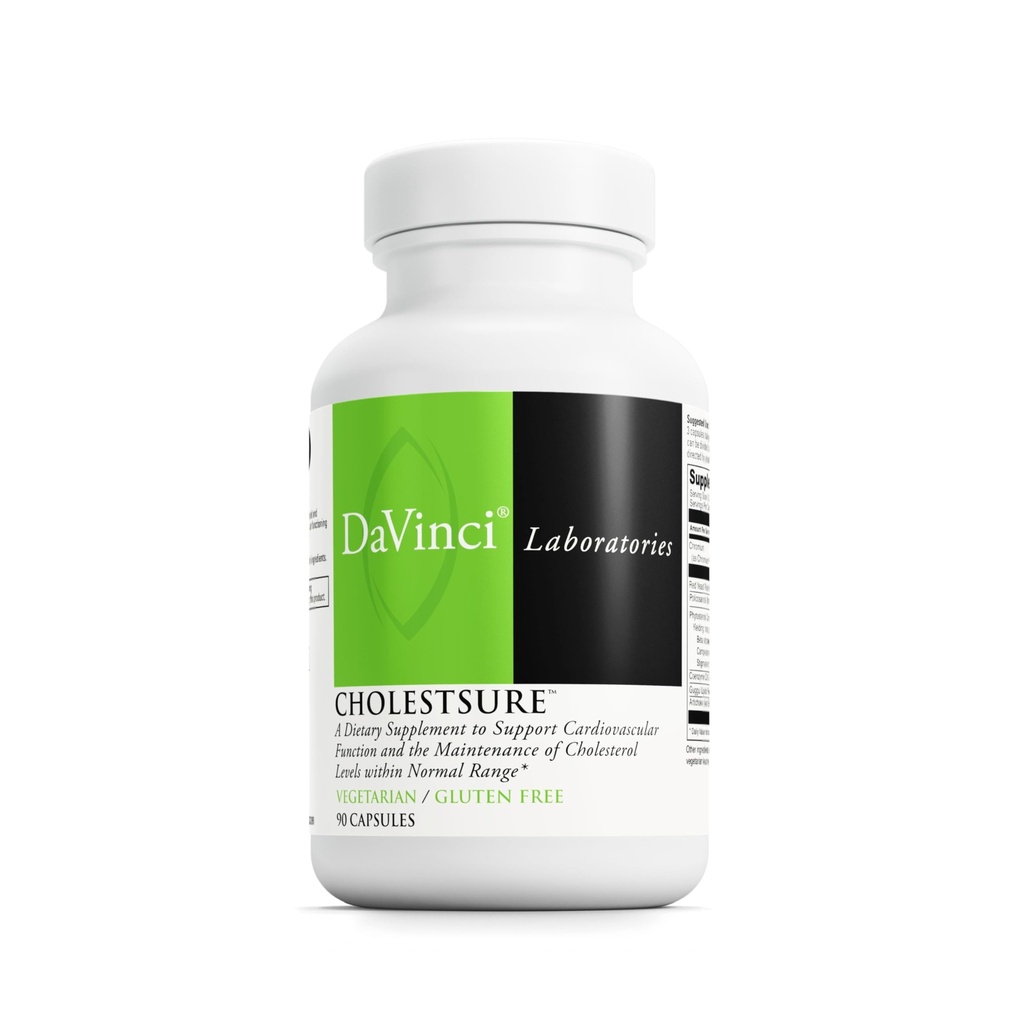 DAVINCI Labs CholestSure Supplément - Soutient la fonction cardiovasculaire - Aide à maintenir des niveaux de cholestérol sains dans une gamme normale - avec CoQ10 - sans gluten - 90 capsules végétariennes