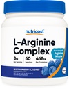 Complexe Nutricost L-Arginine (framboise bleue, 60 portions) - Sans gluten, sans OGM