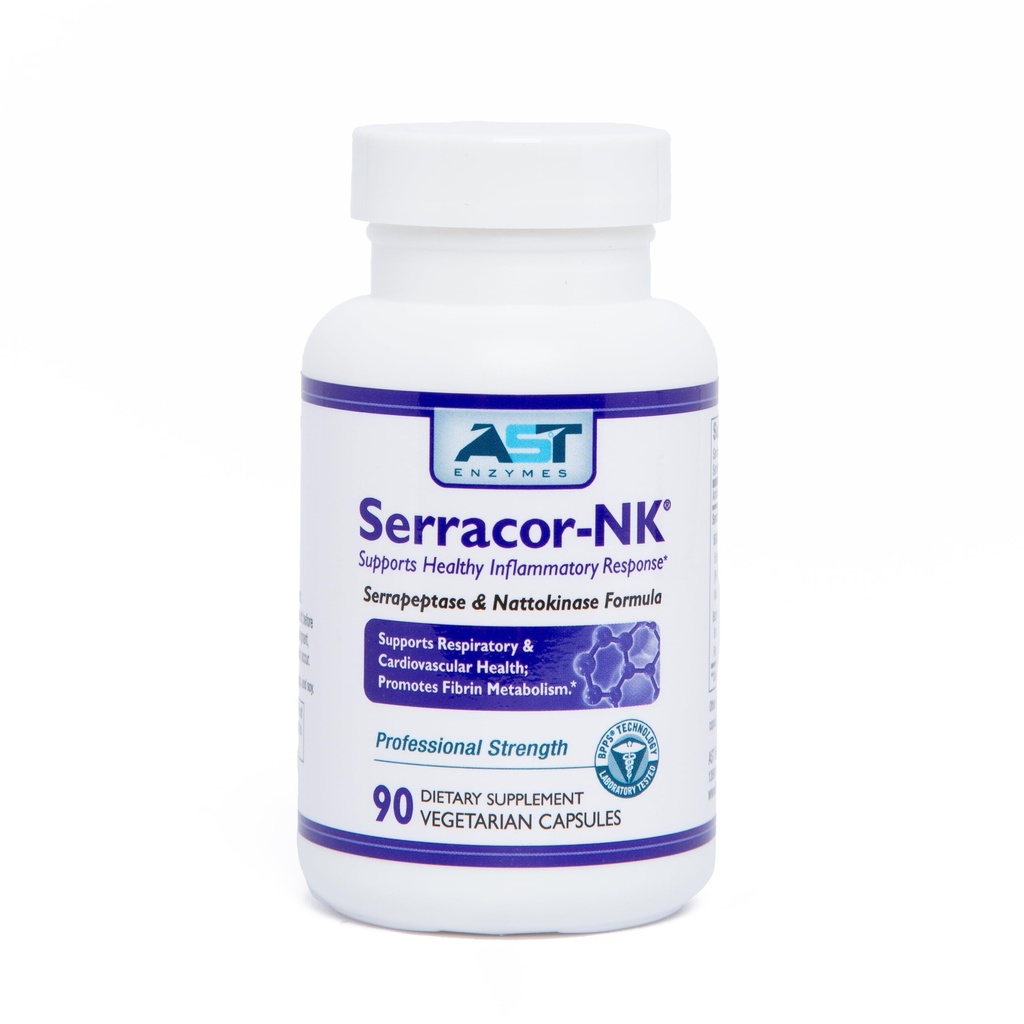 AST Enzymes Serracor-NK –Proteolytic Systemic Enzyme Formula – Contains Acid-Resistant Serrapeptase and Acid-Resistant Nattokinase – 90 Vegetarian Capsules