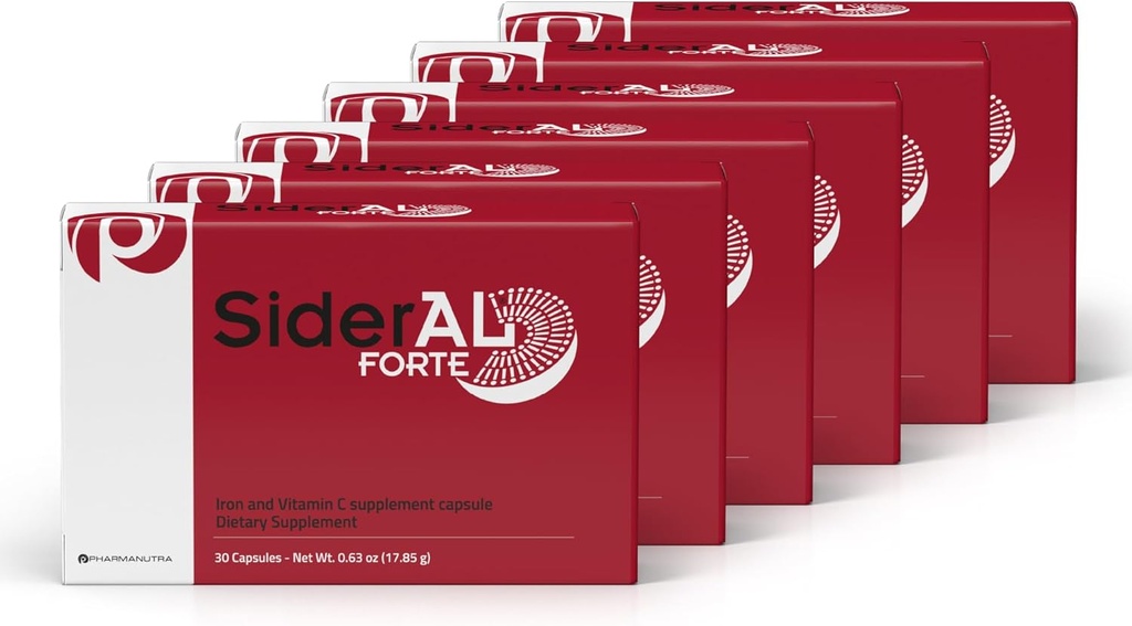 SiderAL Forte Iron Supplement und Vitamin C für Frauen und Männer - Premium-Ergänzung für Mangel und Anämie-Unterstützung - Hohe Absorption - Gentle on The Stomach - Non-Constipating - 180 Caps