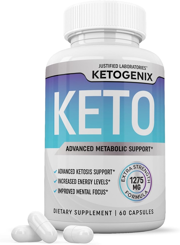 Ketogenix Keto Pillen 1275MG Neue und verbesserte Formel Enthält Apfelessig Extra Virgin Olivenöl Pulver Grüner Tee Blatt 60 Kapseln