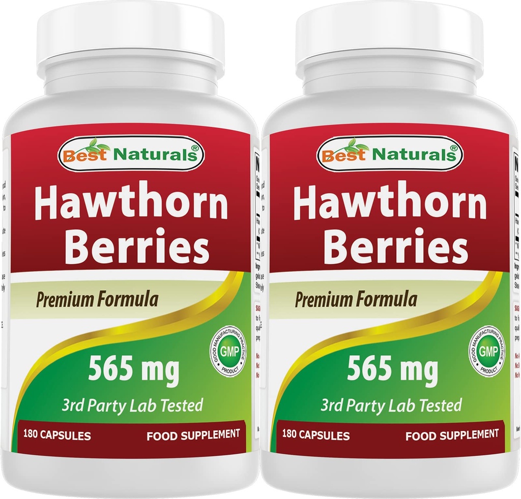 Meilleurs Berry Hawthorn Naturals 565 mg 180 Capsules (180 Nombre (paquet de 2))