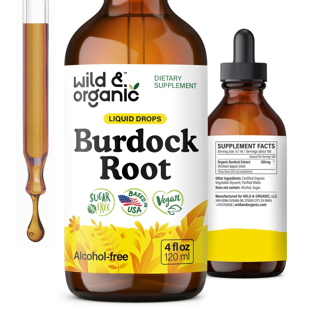 Teinture de racine de lard sauvage et biologique - Supplément liquide pour antioxydant, désintoxication, soutien digestif - gouttes de racines de lard - végétalien, sans sucre et sans alcool - 4 fl oz