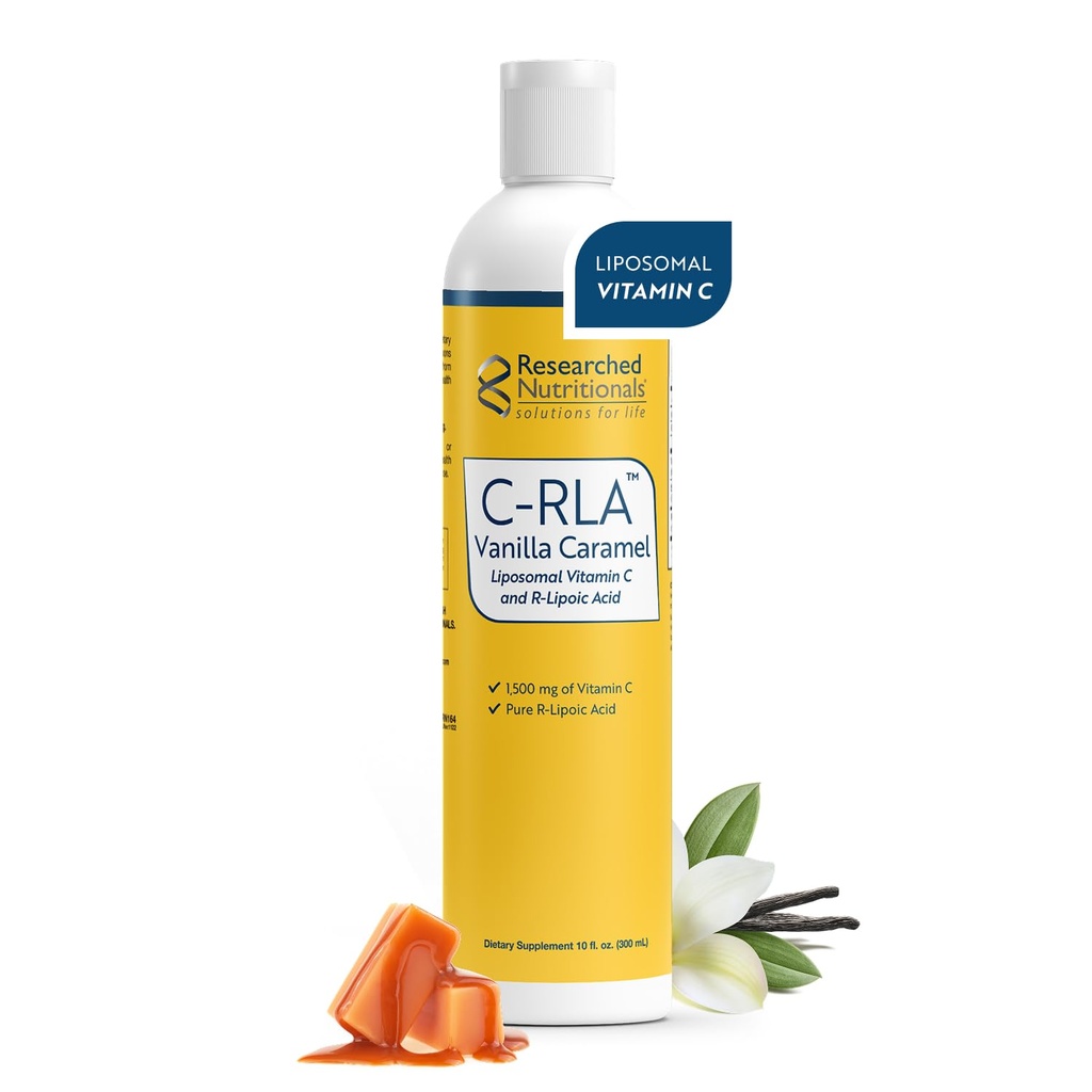 Recherche en nutrition C-RLA - Vitamine liposomique C avec acide lipoïque R pour soutenir la détox - Vitamine C liquide et sans soja, caramel de vanille (10 Fl Oz)