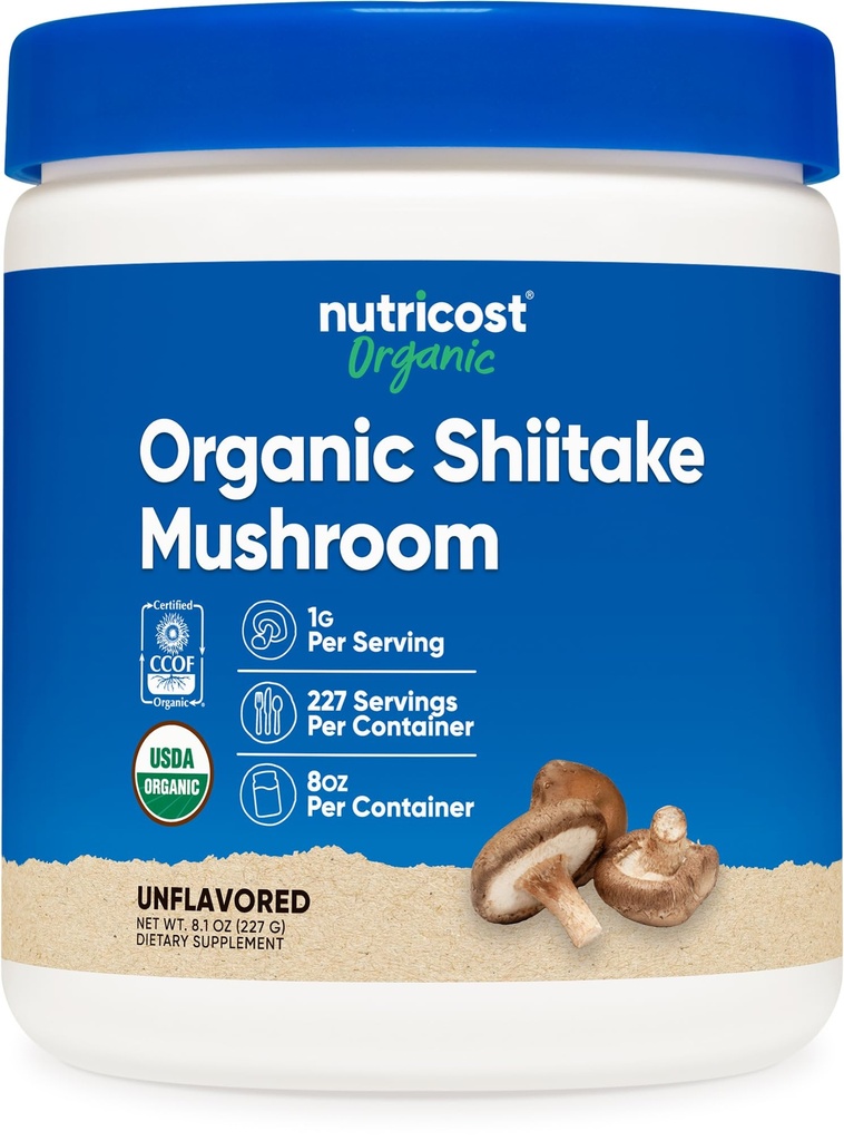 Nutricost Organic Shiitake Pilzpulver 8oz - 100% Bio zertifiziert, Glutenfrei, Non-GMO