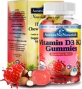 D3 K2 Vitamin 10000 IU, Zuckerfreies Vitamin D3 K2 Gummie w. Pro & Pre, Kaubares Vitamin D3 und K2 (MK-7) Ergänzungen für Knochen, Immun, Herz- und Digest-Gesundheit, Kalzium-Absorption angepasstPlant-basiert