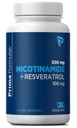 Nicotinamide 500 mg avec Resvératrol 100 mg 120 Capsules de Véggie - Vitamine B3 non-OGM, soutient la santé métabolique, NAD+, cellules cutanées et la production d'énergie mitochondriale. Fabriqué aux États-Unis pour hommes et femmes