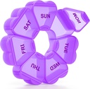 Große wöchentliche Pille Organizer, Pille Box 7 Tage, KAPENS Tägliche Vitamin-Fall große Kapazität Komponenten, Pillen-Container für Fischöl Medizin Ergänzungen, Lila
