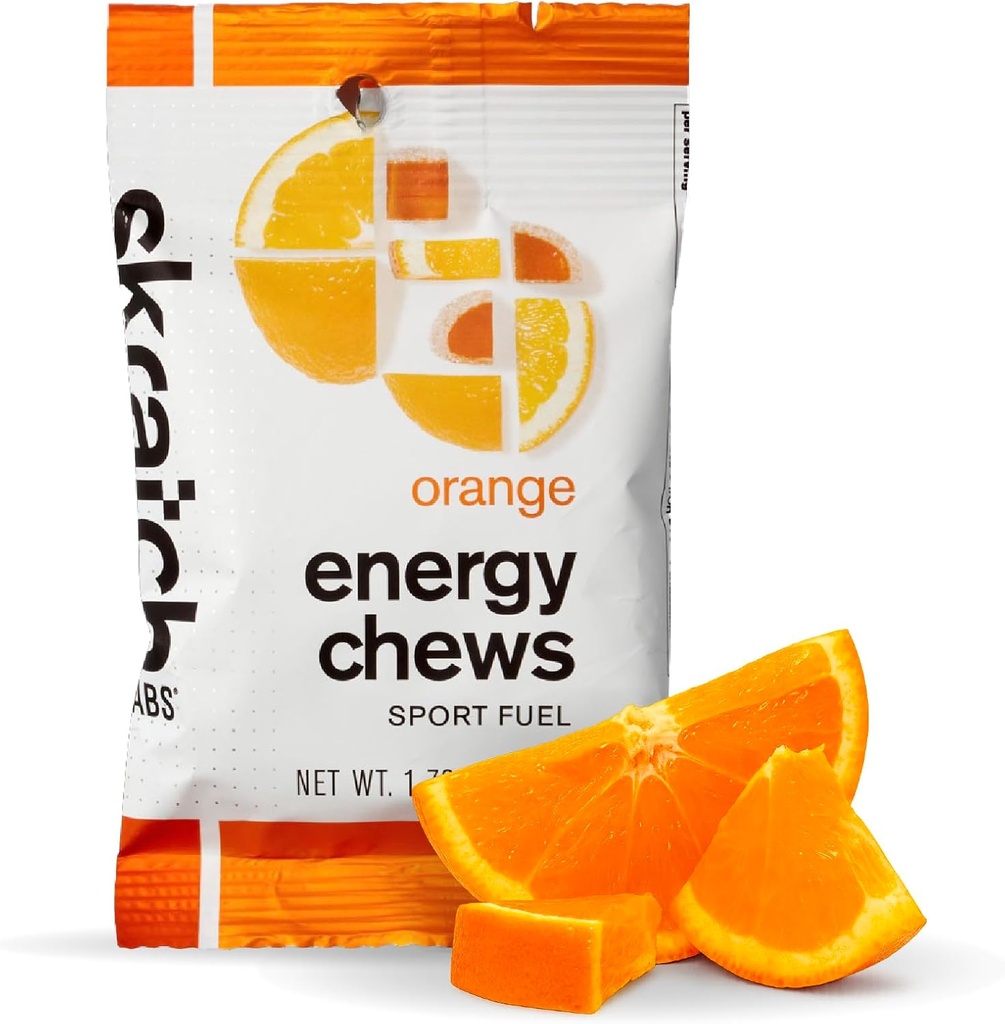 Schkrats Energy Chews | Gummis für Laufen, Radfahren und Sportleistung | Gel Alternative | Orange (10 Pack) | Glutenfrei, Vegan