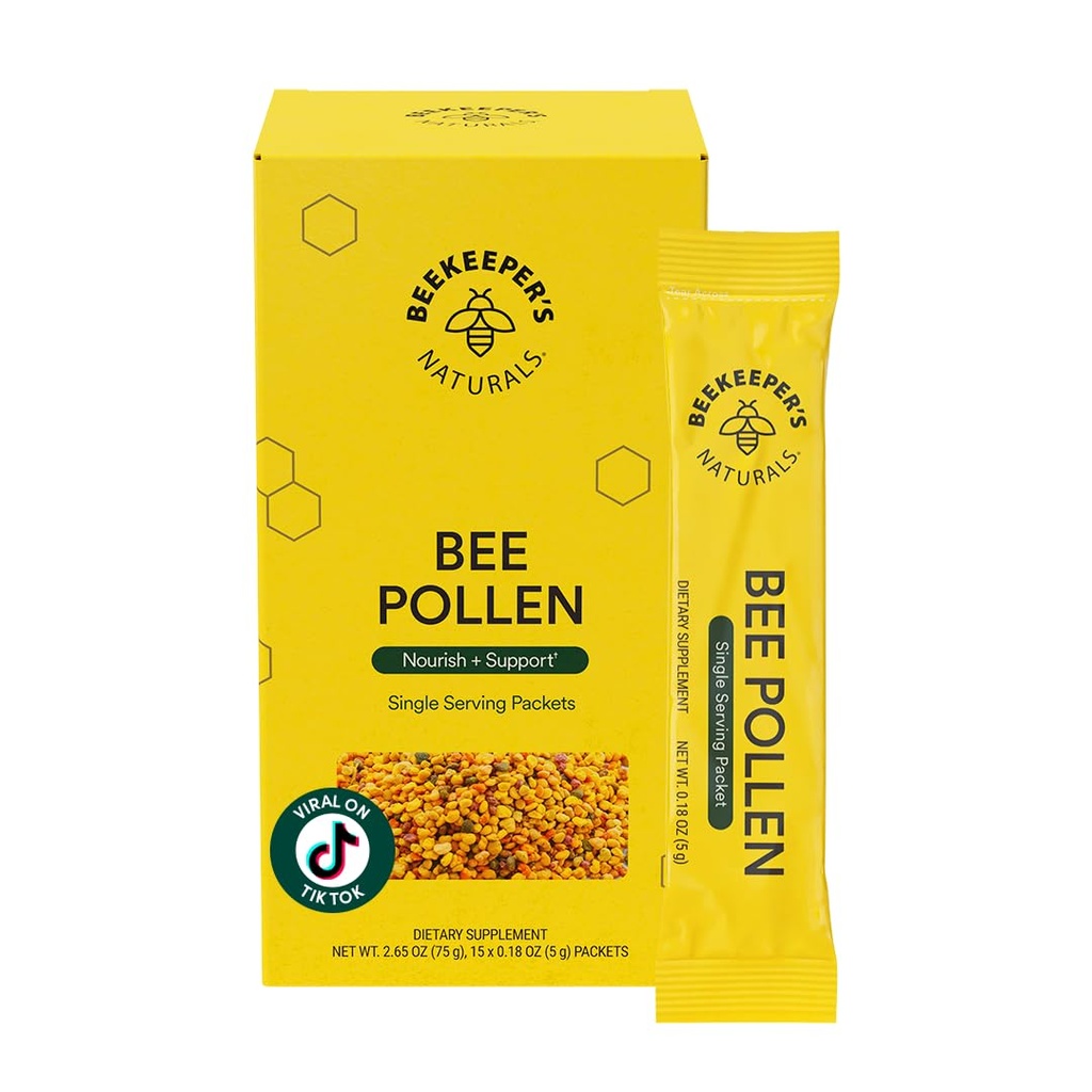Natürliche Imker - 100% Raw Bee Pollen Stick Packs, natürliche erhaltene Enzyme, Quelle von Vitamin B, Mineralien, Aminosäuren & Protein - Paleo & Keto Friendly, Glutenfrei (15ct)