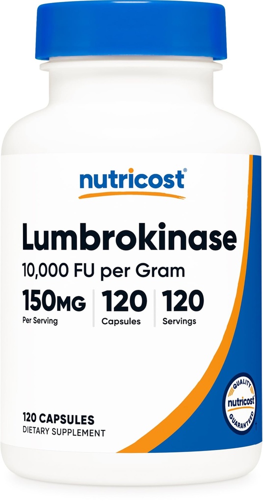Nutricost Lumbrokinase Kapseln 150 mg (120 Kapseln) - Glutenfrei, Vegan, GMO-frei