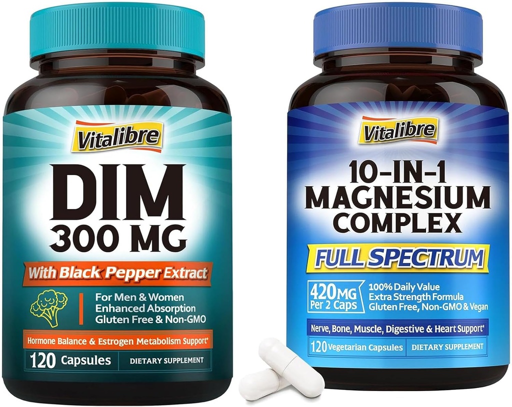 DIM Supplément 120 Capsules & 10 en 1 Magnésium Complexe 120 Capsules