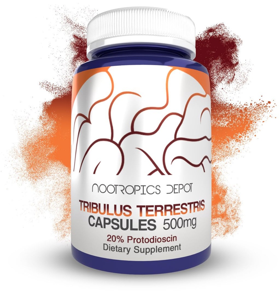 Nootropics Depot Tribulus Extrakt Kapseln | 500mg | 20% Protodioscin | Tribulus terrestris | Fitness, Stimmung, & Vitalität | 60 Count