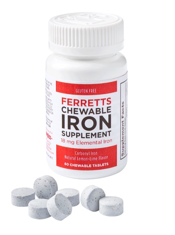 Ferretts Chewable Iron Supplement 18mg (Carbonyl Iron) - 60-Day Lieferung von Lemon-Lime Flavored Iron Chewables für Eisenmangel - Gentle & Non-Constipating Iron Supplement Chewables (60ct.)